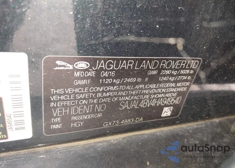 2017 Jaguar Xe 35T R-Sport from USA, damaged, VIN SAJAL4BV4HA949540